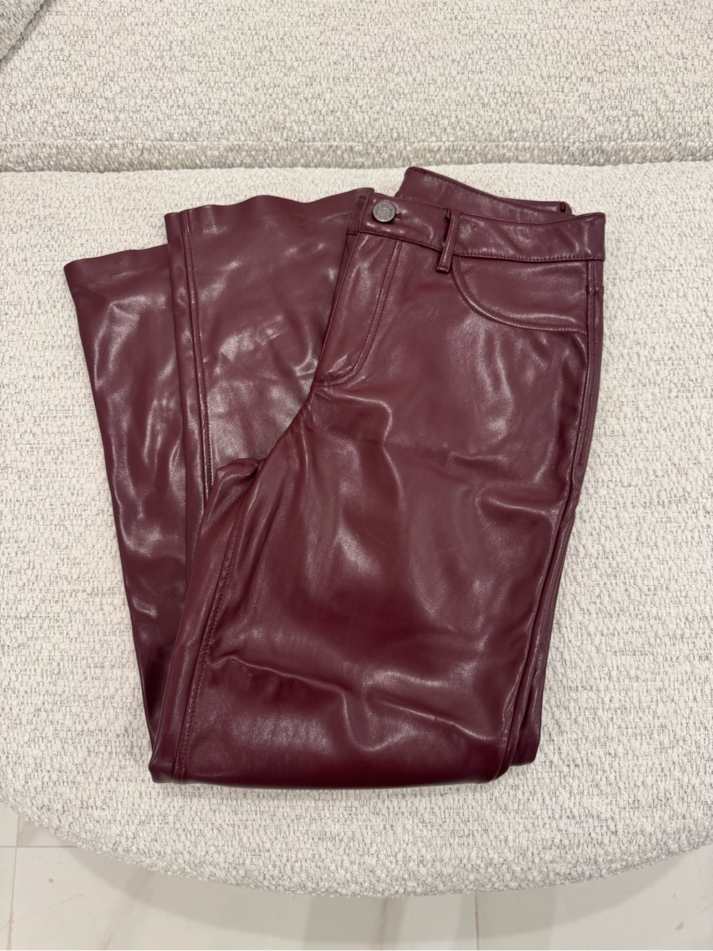 Joie High Rise Burgundy Faux Leather Pants